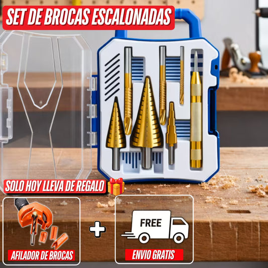 Set de brocas escalonadas + Punzón de Marcado